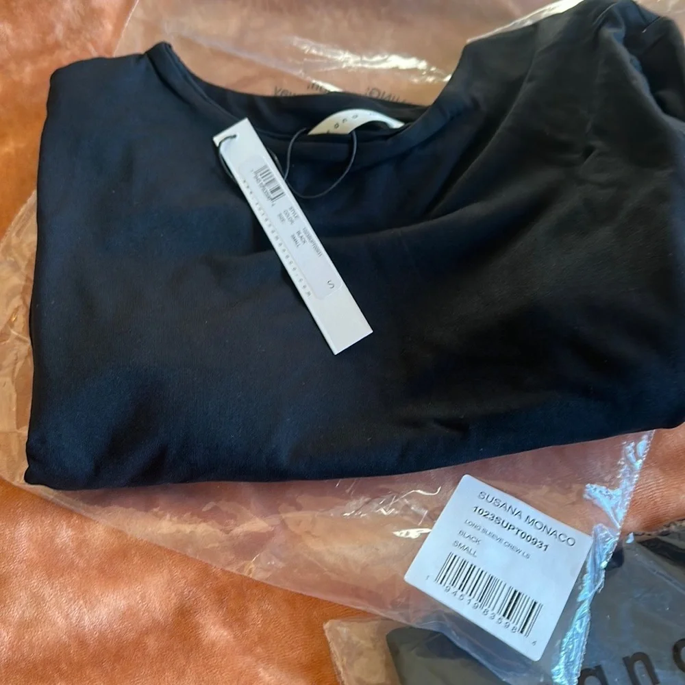 NWT $128 Susana Monaco x Revolve Long Sleeve Crop crew top women sizes S, L